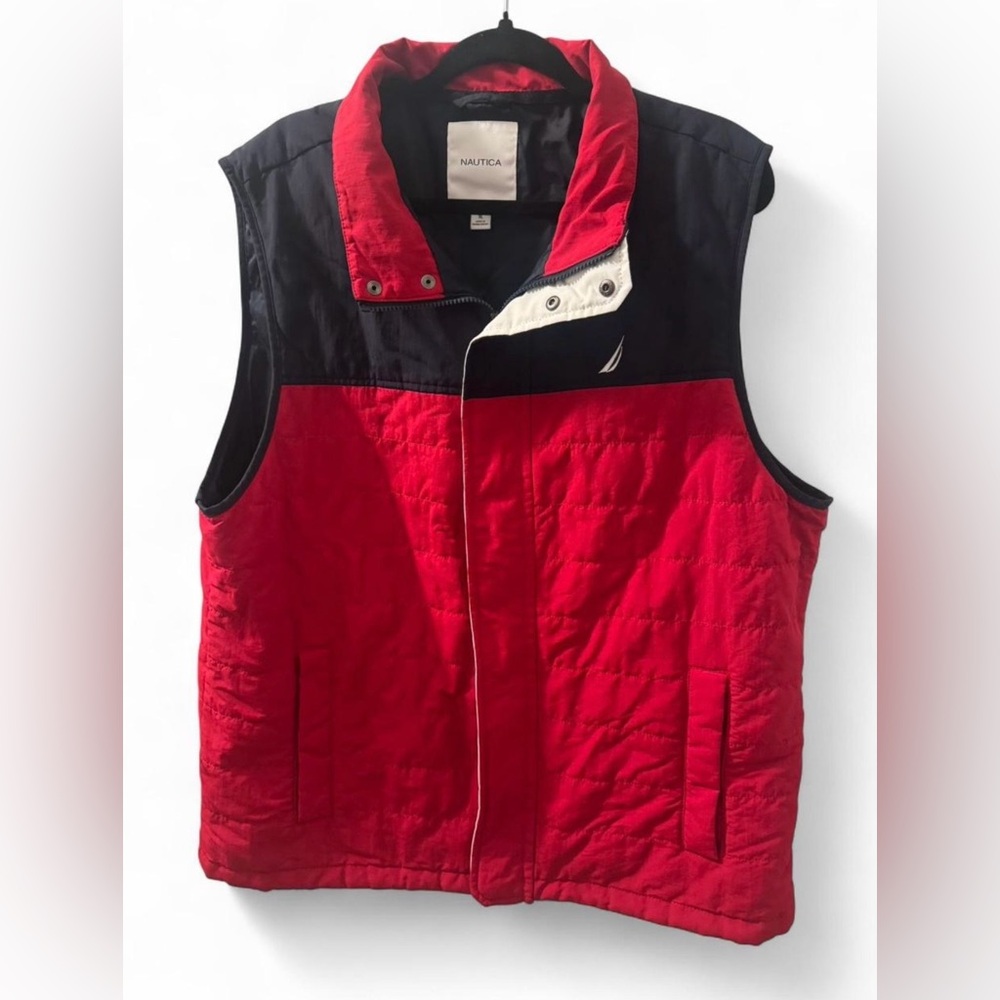 Nautica Red and Black Colorblock Vest